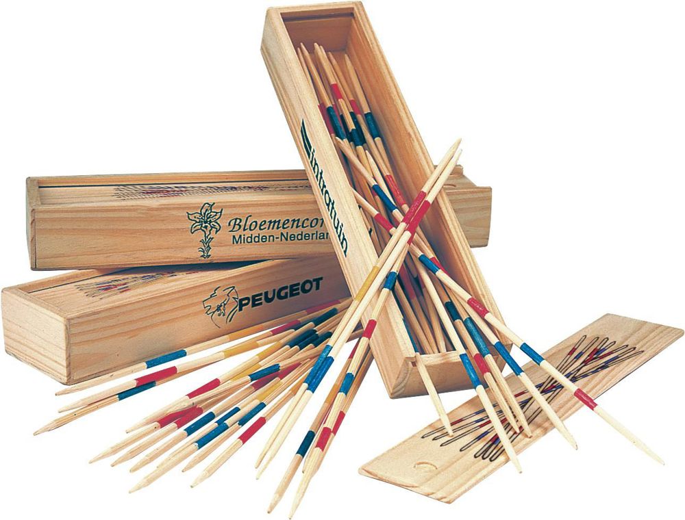 Houten mikadospel Cas
