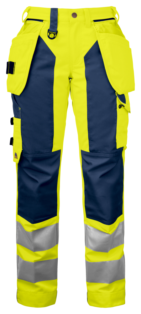 6519 SIGNALISATIE BROEK MET KNIEZAKKEN EN SPIJKERKZAKKEN EN ISO 20471 KLASSE 2 DAMES