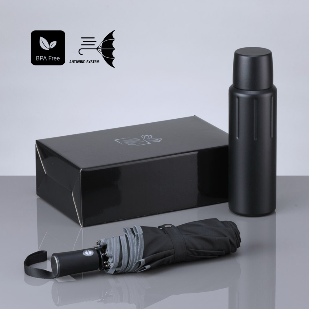 Scandic Set III: vacuümthermosfles 750 ml & automatische paraplu