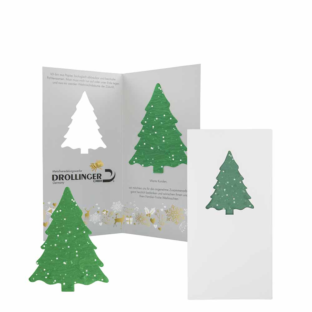 Kerstkaart met kerstboom groeipapier - individueel