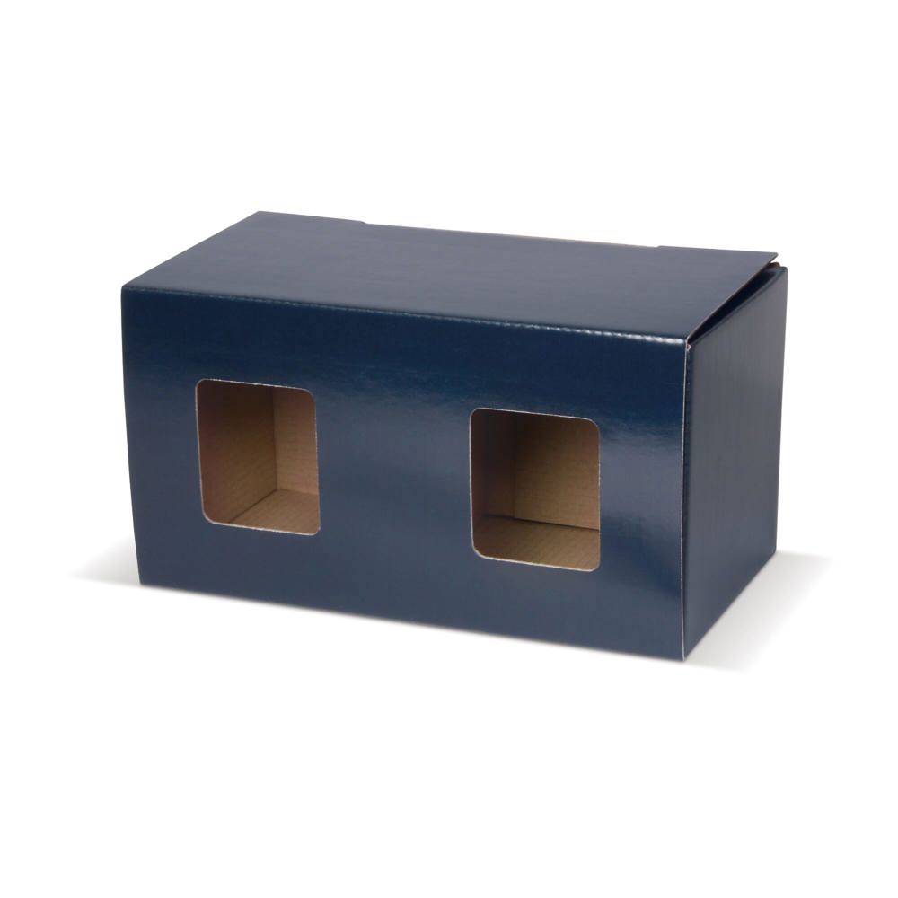 Verpakking voor 2 mokken met venster - Blauw