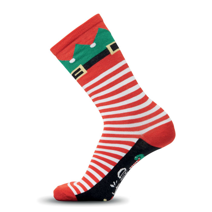 SOC LARGE - Paar kerstsokken L - Wit/rood