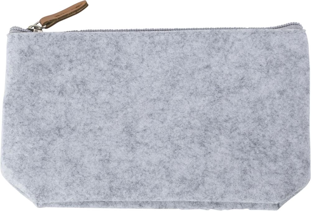 Cosmetisch tasje Lucy | Gerecycled vilt | Synthetisch leren details - Lichtgrijs