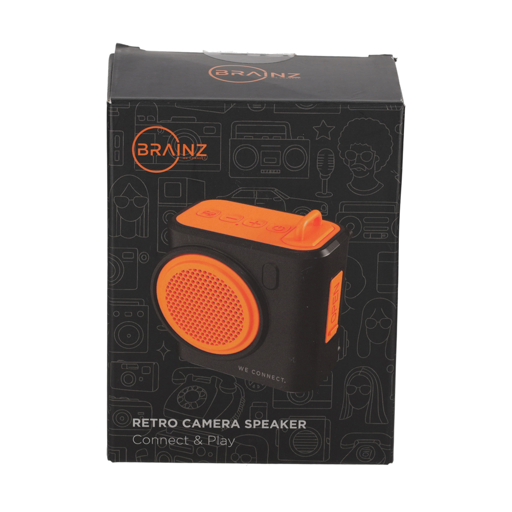 BRAINZ Retro Camera Speaker Zwart