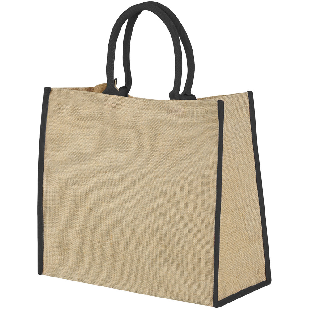 Harry jute draagtas met gekleurde accenten 25L - Natuur, Zwart