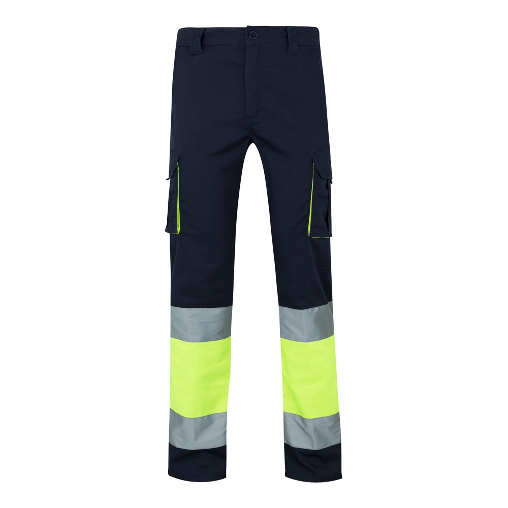VL ZEUS. Tweekleurige stretchbroek met meerdere zakken (240 g/m²), van katoen (46%), EME (38%) en polyester (16%)