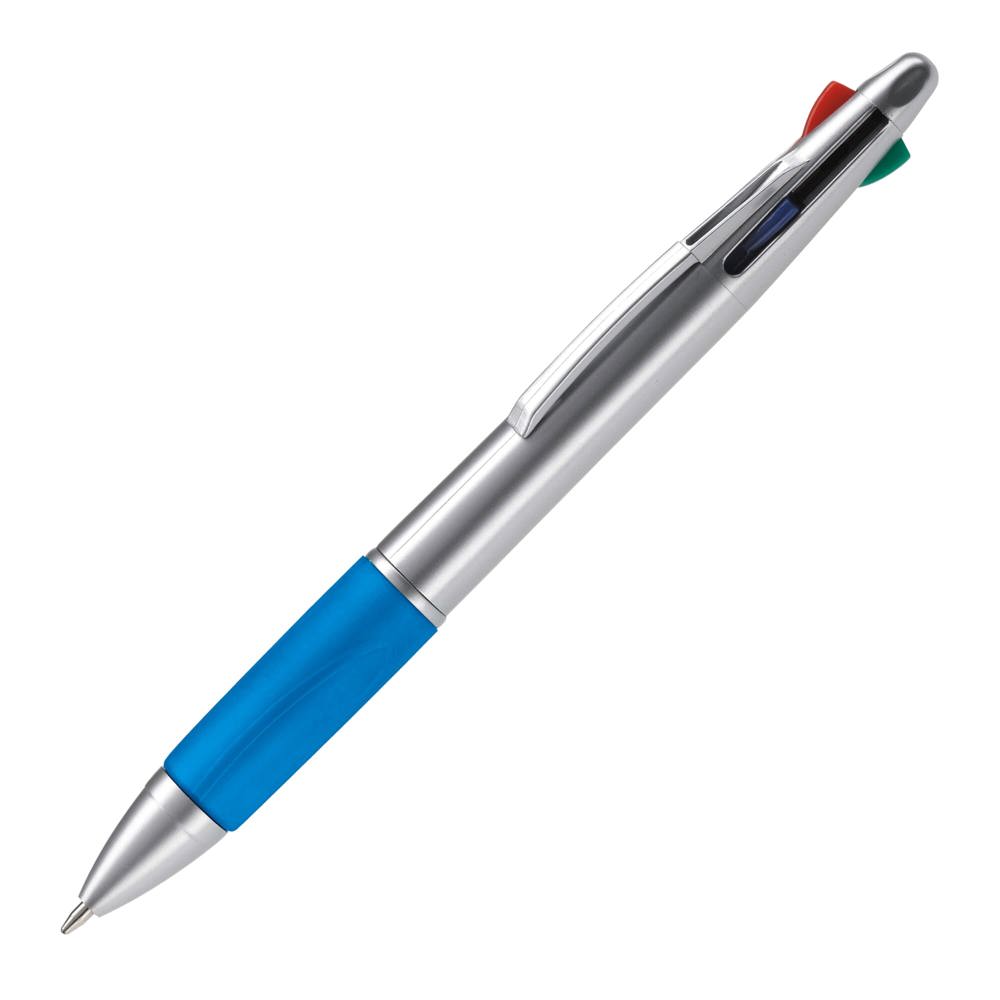 Balpen 4 kleuren hardcolour - Zilver / Blauw