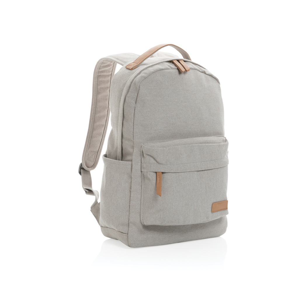 Impact AWARE™ 16 oz. recycled canvas laptop rugzak - grijs (± PMS 7538)