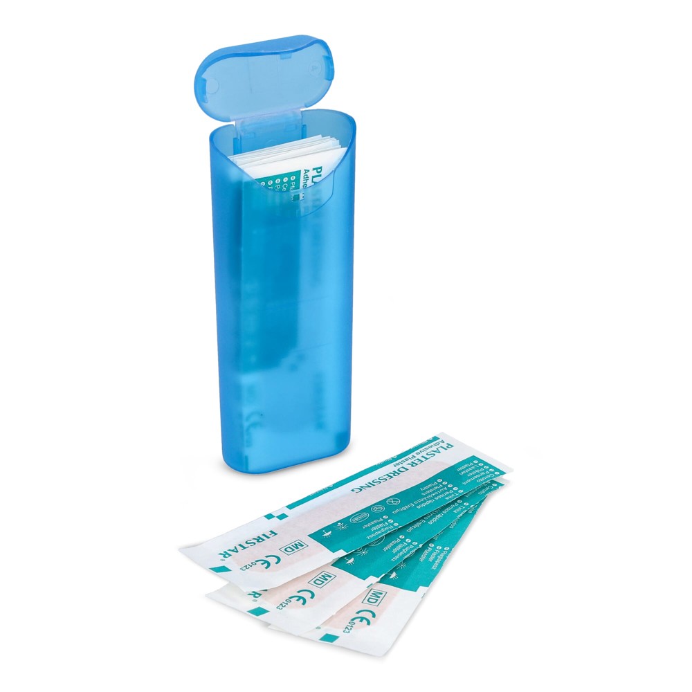 Pleistersdoosje met 10 PE-pleisters (70 × 18 mm) - blauw