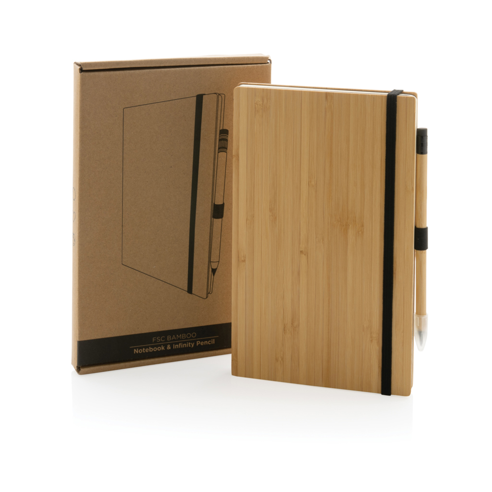 Bamboe notitieboek en infinity potlood set