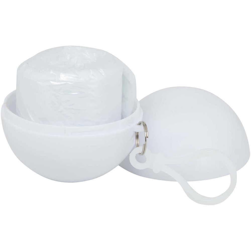 Fog poncho in ronde plastic verpakking met karabijnhaak - Wit