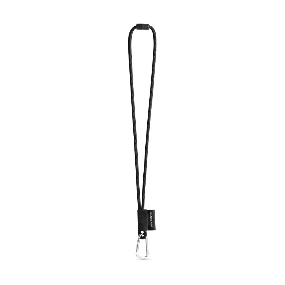 75091. SET Lanyard NAUTIC Long (Ø 7 mm) met 55 mm D-vormige karabijnhaak en Ø 7 mm veiligheidssluiting - 300 - Zwart