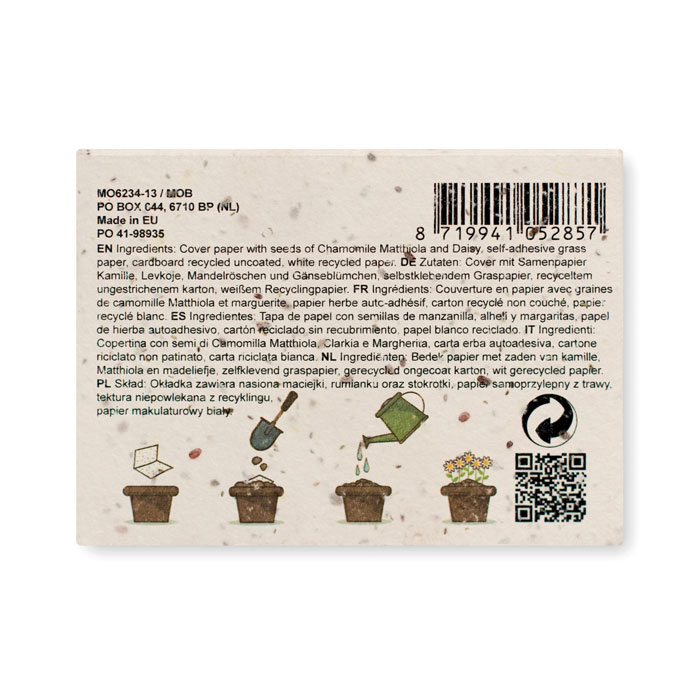 GROW ME - Memoblok van groeipapier