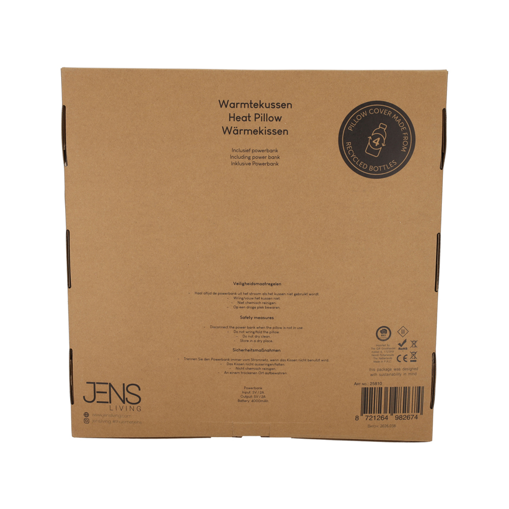 JENS Living Warmtekussen RPET 40x40 Ribbel Taupe