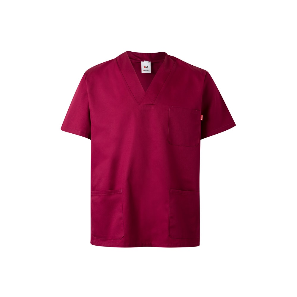 VL ILLAPA. Tuniek van keperstof (190g/m²) met korte mouwen, van polyester (65%) en katoen (35%) - bordeaux rood