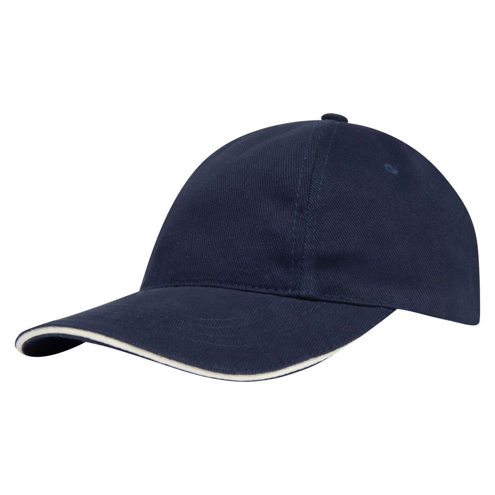 Brushed promo cap - Navy (PMS 533c) / Wit