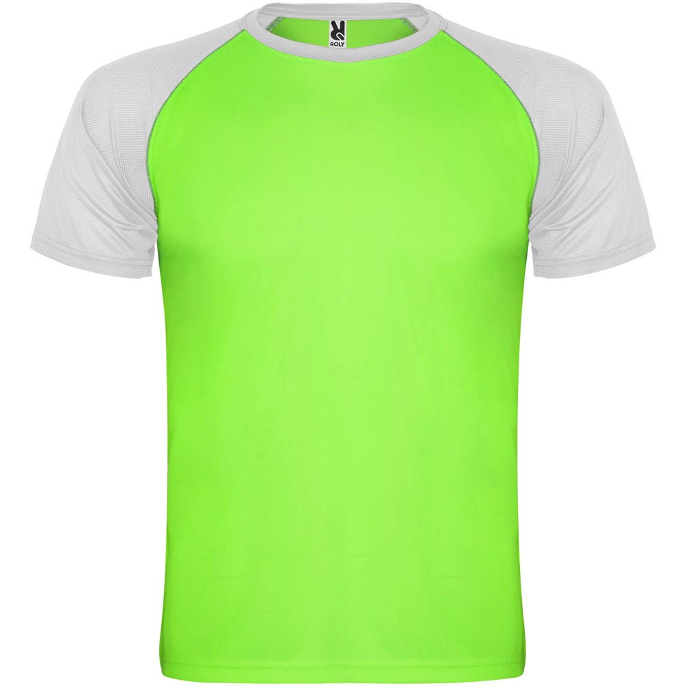 Indianapolis 140 g/m² sportshirt met korte mouwen voor kinderen - Fluor groen, Wit