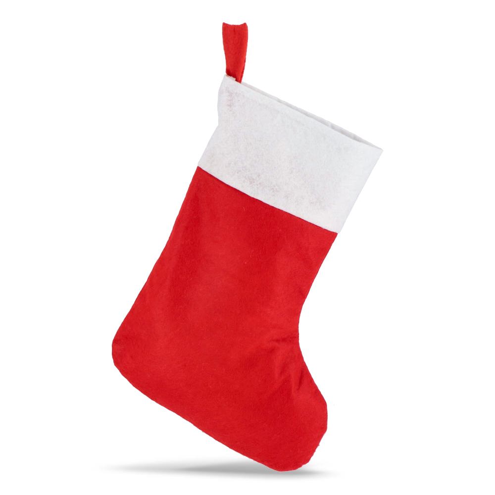 Vilten kerstsok 40 cm - Wit / Rood