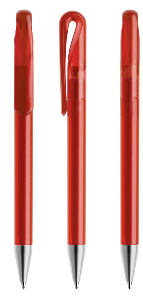 Prodir DS1TFS Frosted with Satin Metal Nose-Cone - Red frosted