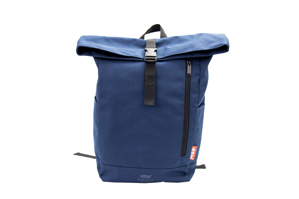 Recycle Bags Basic rolltop backpack, Marine blauw