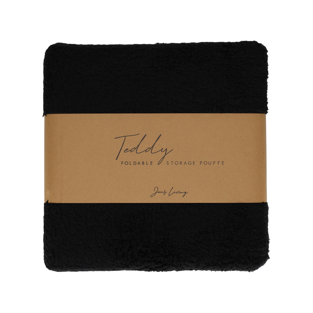 JENS Living Opvouwbare Poef Teddy Zwart