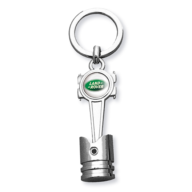 Metalen sleutelhanger met hamervorm en dubbelzijdige dominglabel