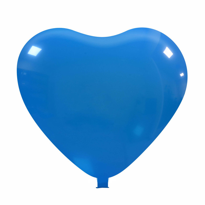 Reuzenballonnen bedrukt hartvorm - Ø 65 cm / omvang 170 cm / 25 inch - Midden blauw (12)