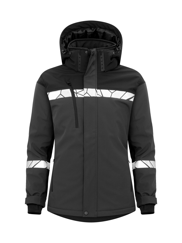 7418 GEVOERDE SOFTSHELL JAS DAMES - grijs/zwart