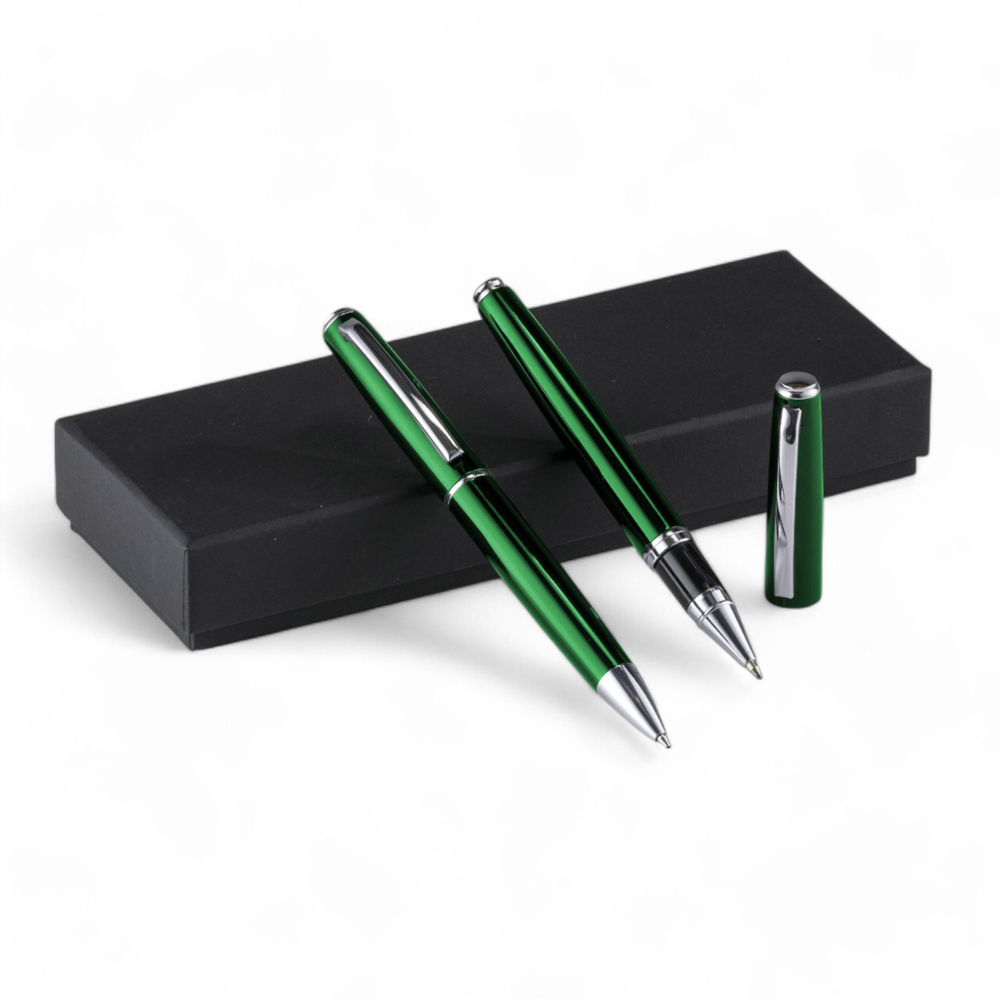 Metal Set: vulpen en balpen - Groen