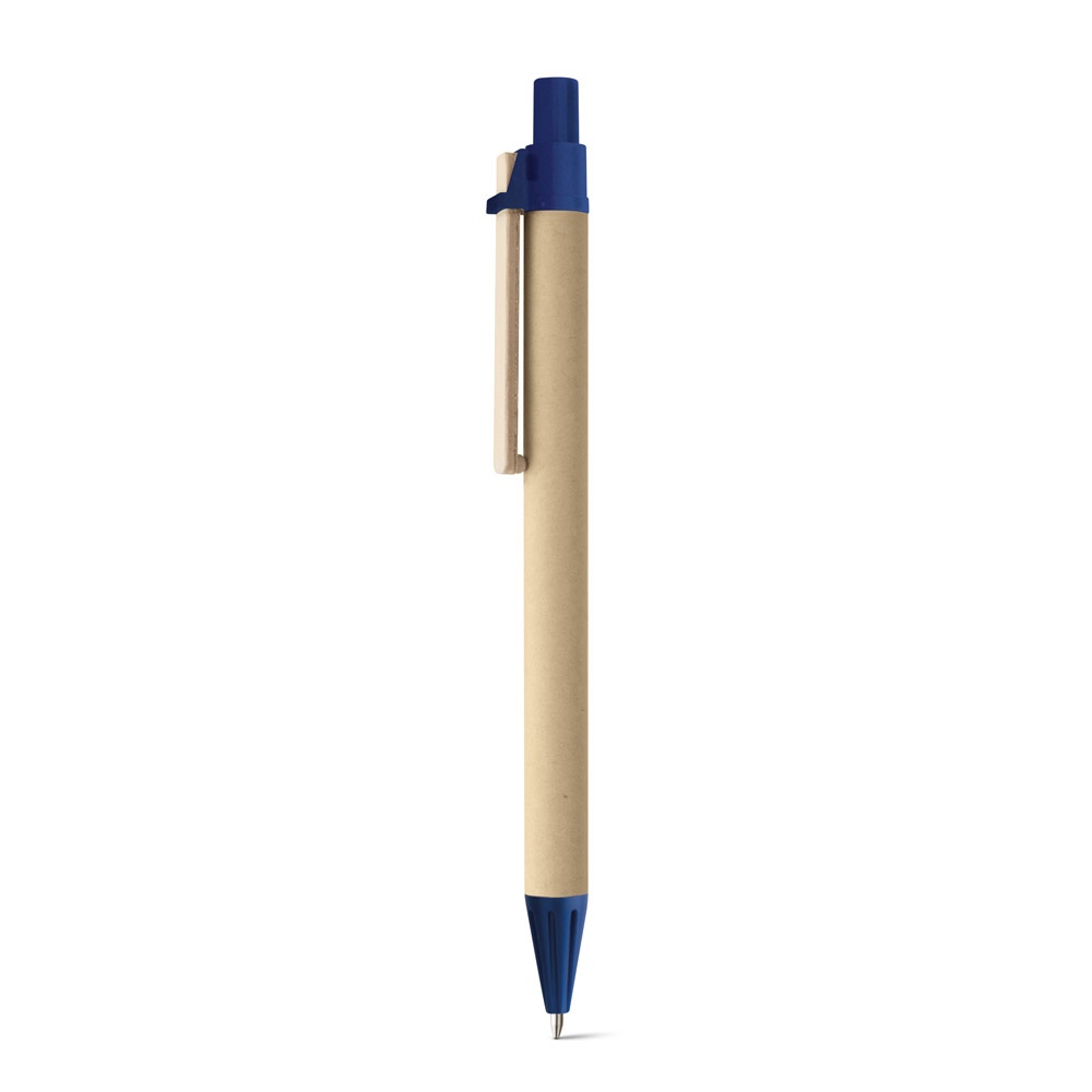 NAIROBI. Balpen van kraftpapier met houten clip - Blauw
