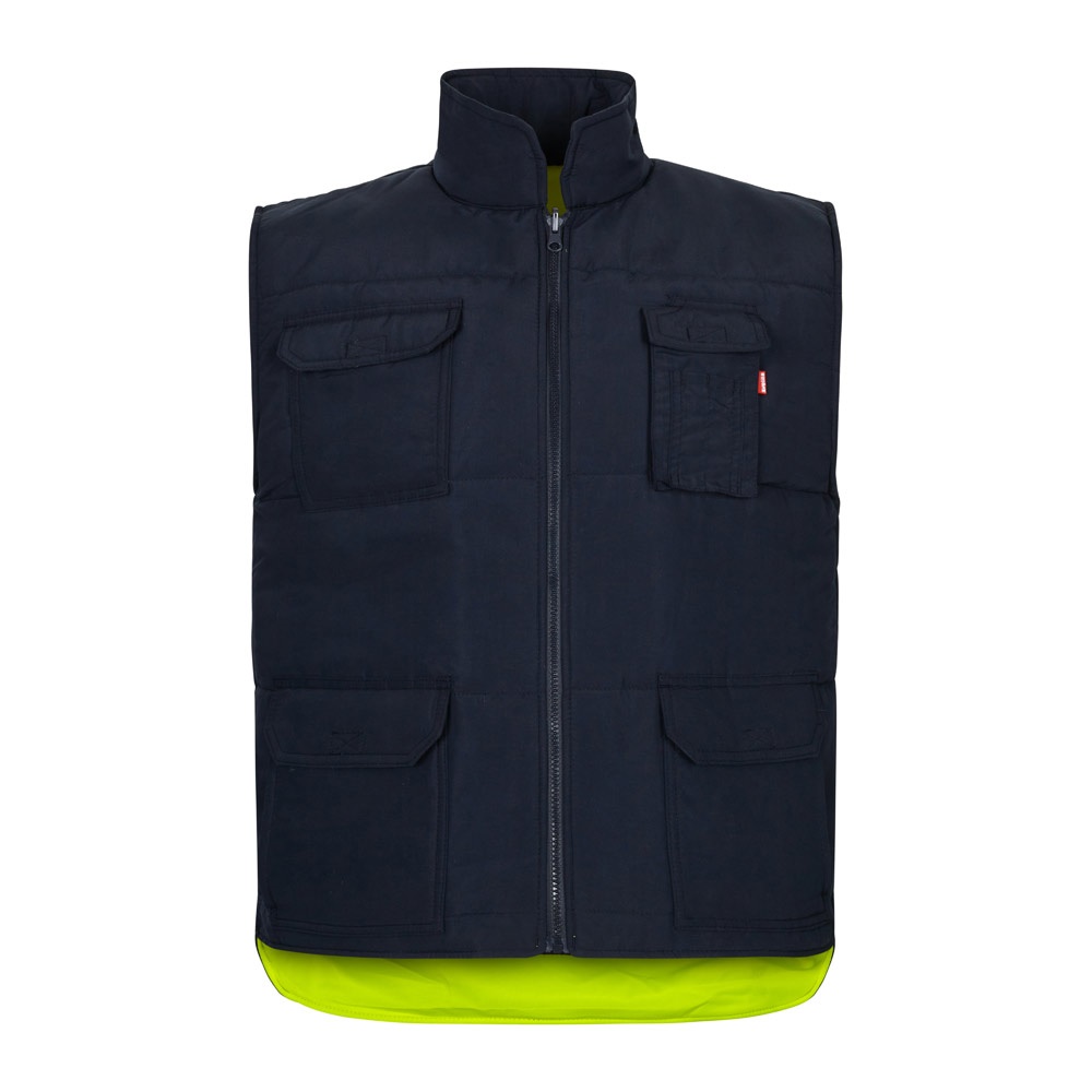 VL DIANA. Gewatteerd vest (220g/m²), omkeerbaar en met meerdere zakken, van polyester (100%), met ritssluiting en omkeerbare trekker
