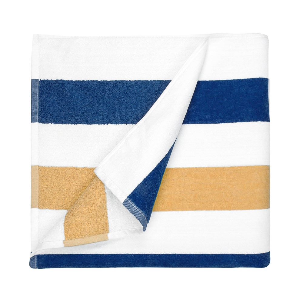 Beach Towel Stripe - Marineblauw/goud