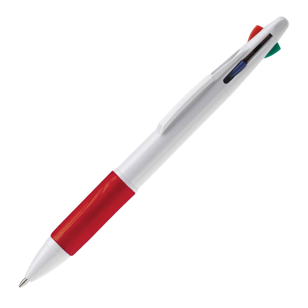 Balpen 4 kleuren hardcolour - Wit / Rood