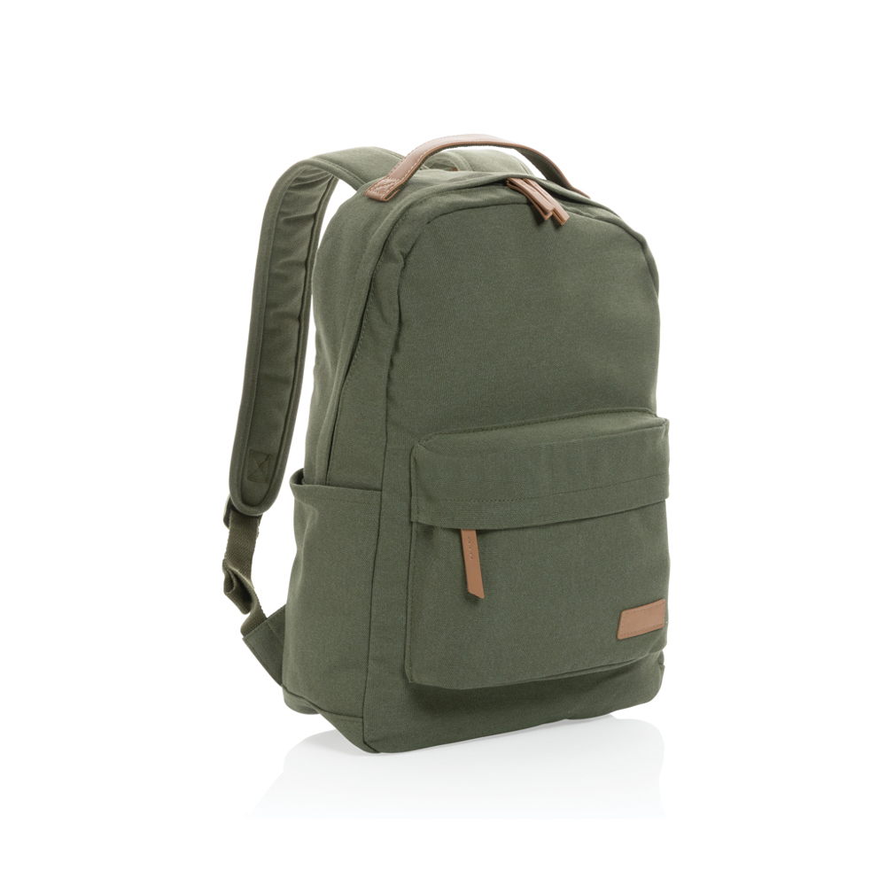 Impact AWARE™ 16 oz. recycled canvas laptop rugzak - groen (± PMS 7498)