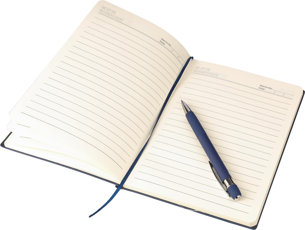 Gerecycled PU-notitieboek (A5) en balpenset Tarek